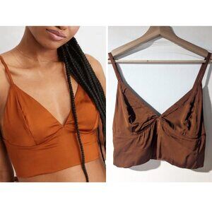NEW! Aerie | Satin Corset Cropped Tank In Copper